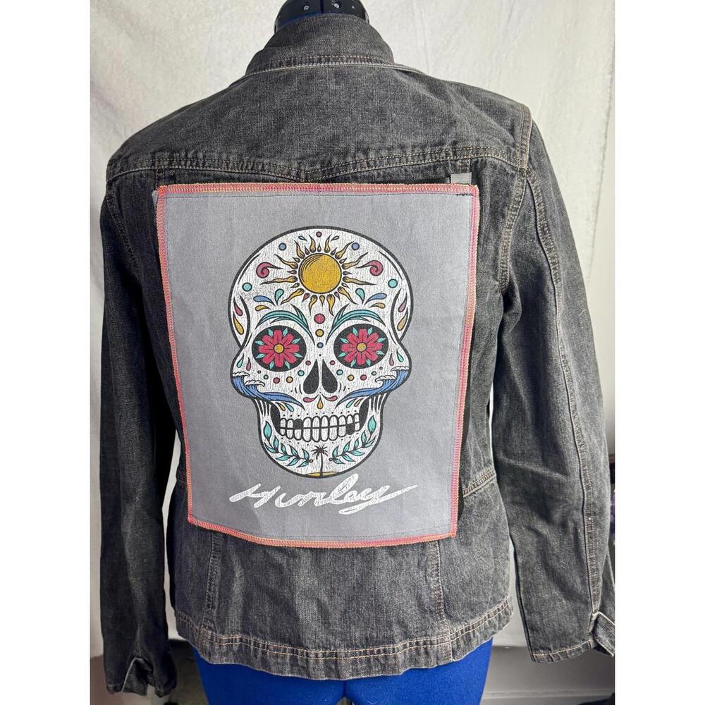 Two Face Threads Changeable Patch Black Denim Jac… - image 2